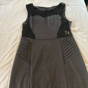 xoxo grey dress with black lace size 13/14